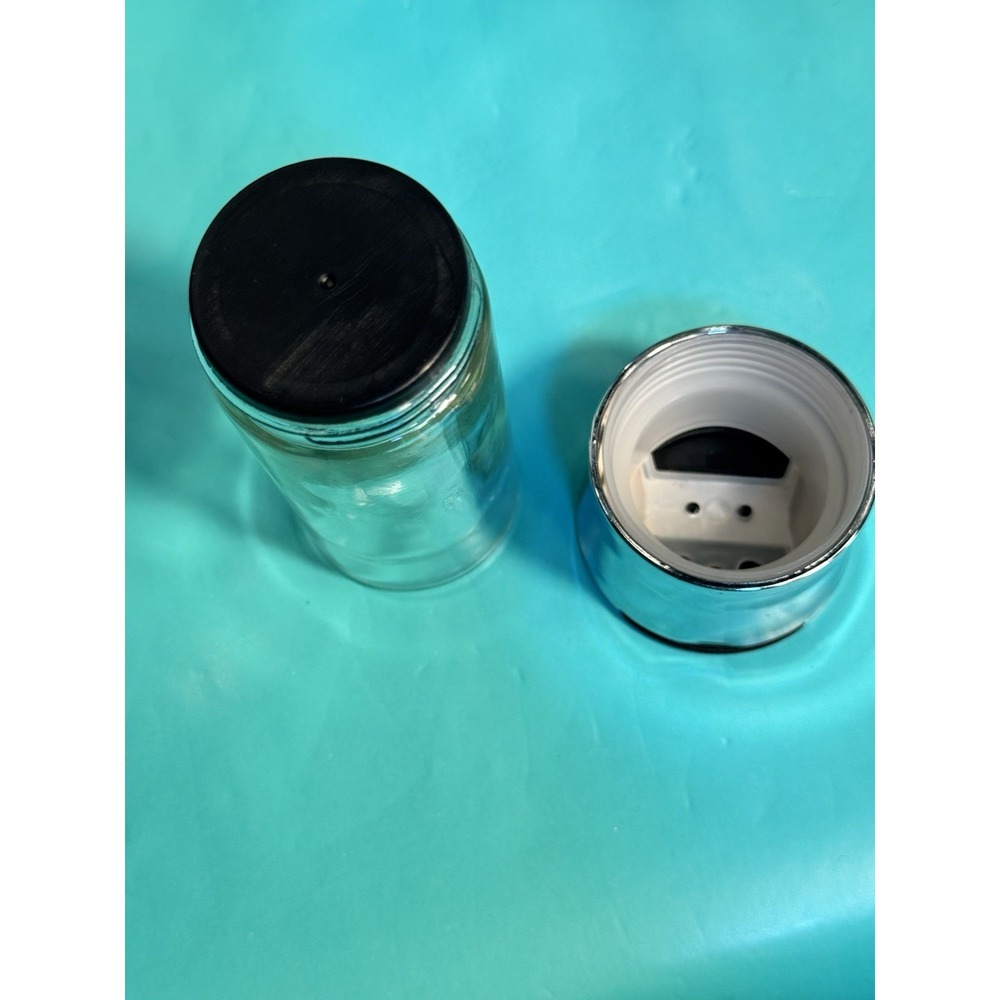 20 Jar Revolving Spice Rack Set Silver Black Glass Carousel Organizer with Lids - Picture 6 of 14